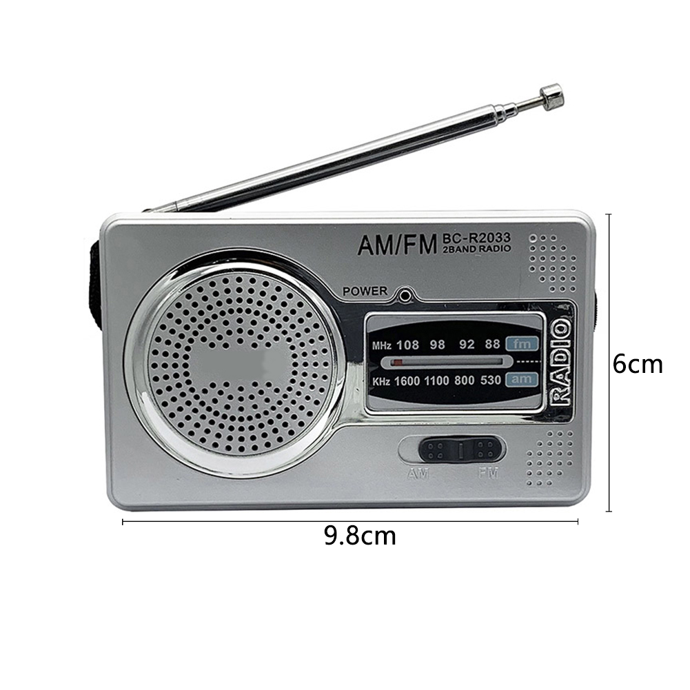 Portable Mini Radio Dual Band AM FM Radio Outdoor Emergency Radio Built-in Speaker Stereo Music Player Telescopic Antenna: green