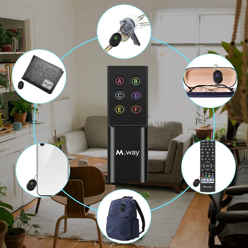 Key Finder Draadloze Rf Item Locator Key Tracker Anti-Verloren Alarm Sleutelhanger, 1 Rf Zender En 6 Ontvangers Voor Key Purse Huisdier