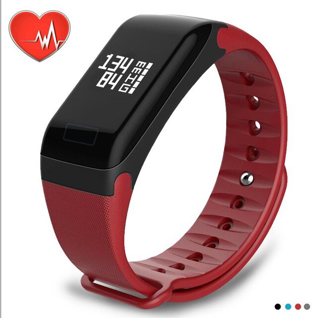 F1 älyranneke  ip67 verenpainemittari älyranneke aktiivisuusranneke fitness-seuranta askelmittari androidille ja ios:lle: Älyranneke punainen