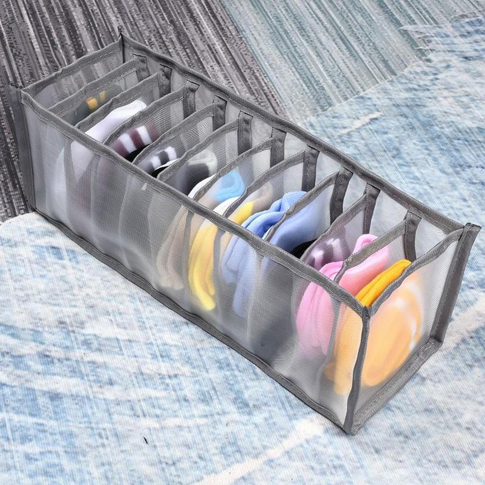 6/7/11 Foldable Storage Box Wardrobe Drawer Organize Collapsible Underwear Storage Box Compartment Storage Box Household Storage: Gray 11 grid