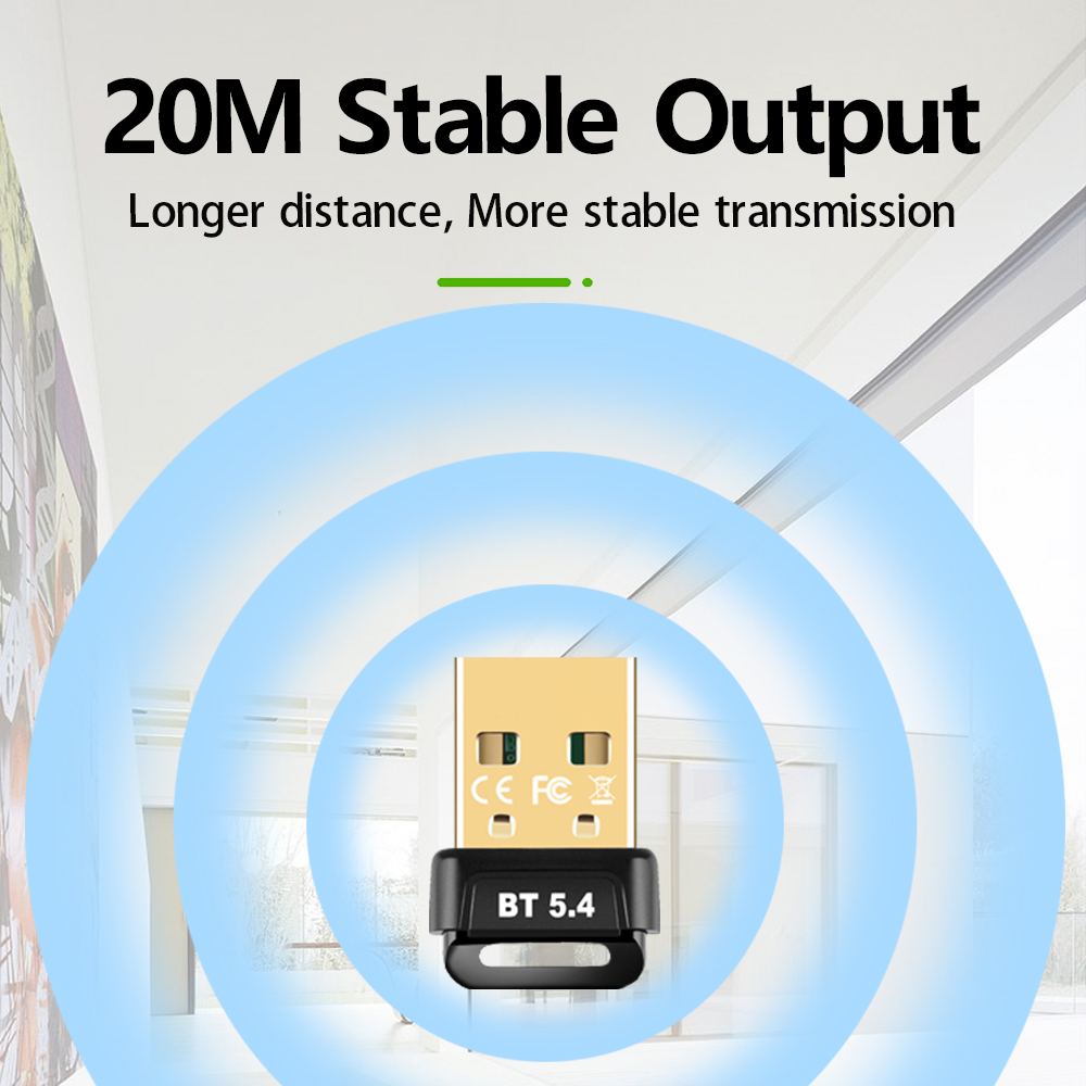 USB Bluetooth 5.4 Adapter USB Bluetooth Dongle for PC Wireless Mouse Keyboard Speaker Printer Music Audio Receiver Transmitter