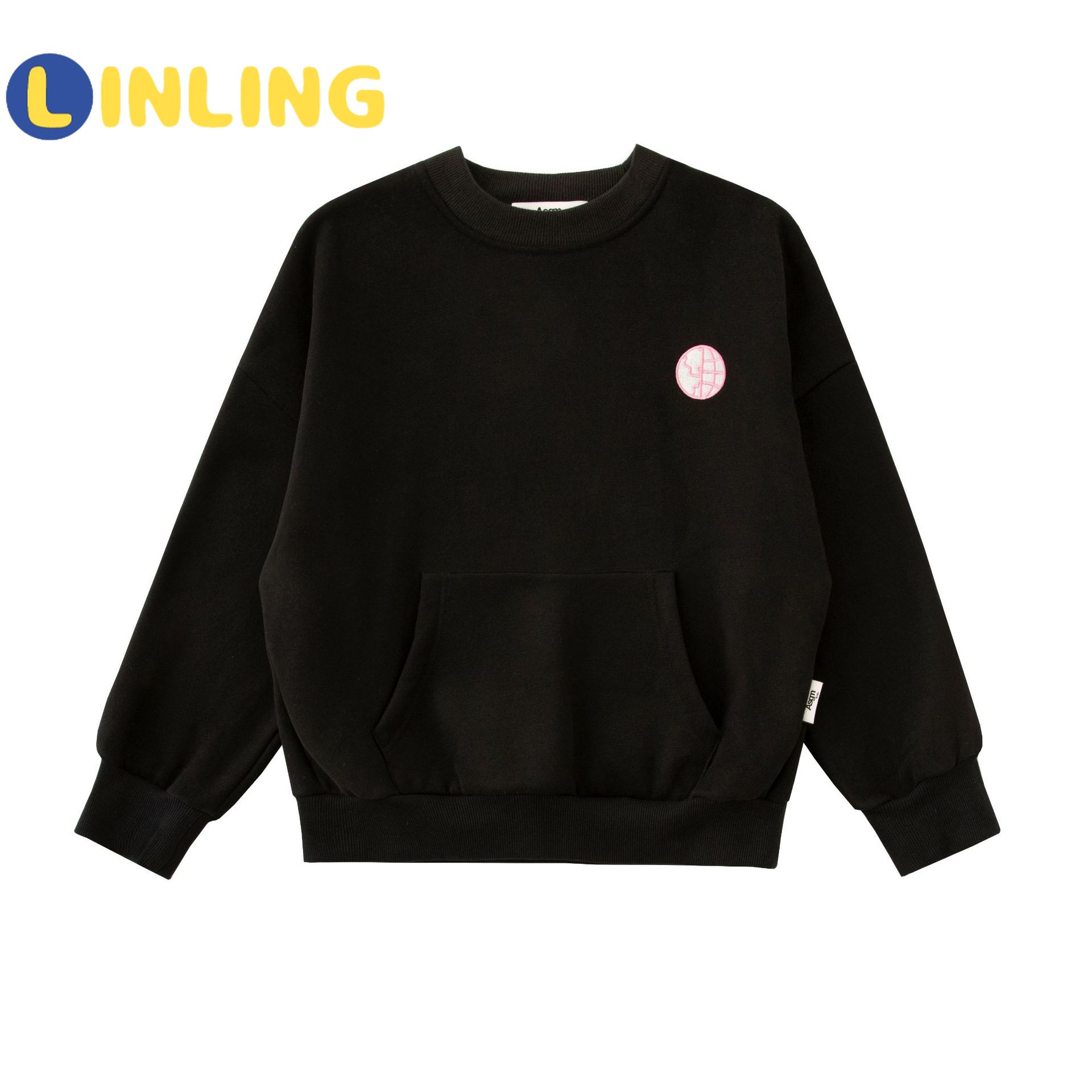 LINLING Kinder Sweatshirts Coole Hoodies für Jungen Mädchen Hoodie Baumwolle Schwarz Winter Langarm Oberbekleidung Top V257