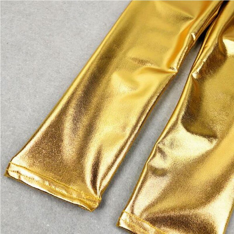 Pantalones dorados y mallas de plata para niños con aspecto de brillante pantalón dorado para primavera y otoño