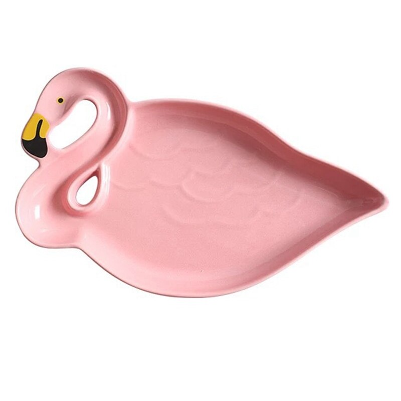 Pink Flamingo Soup Plates Cute Pastry Fruit Cake Dishes Tray Salad Sushi Dinner Ceramic Tableware Girl Xmas