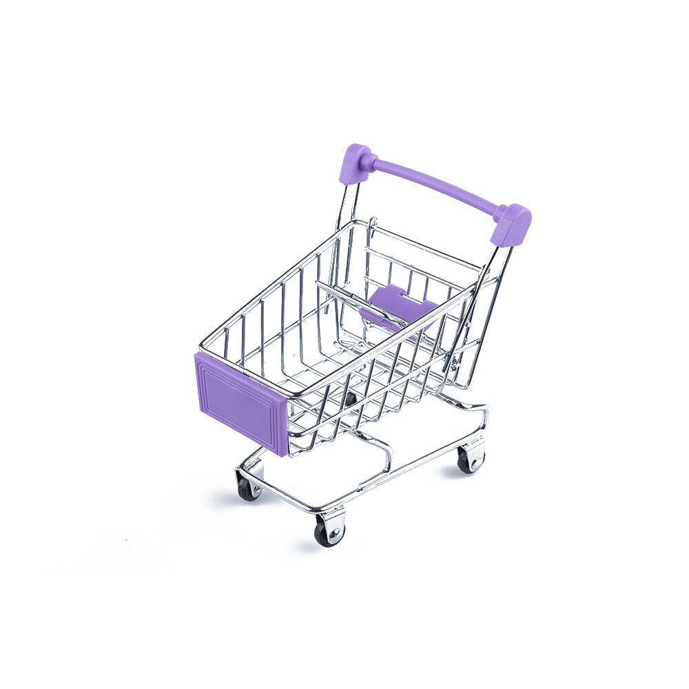 Eco-vriendelijke Kids Miniatuur Mini Shopping Trolley Simulatie Boodschappen Speelgoed Spelen Meisjes Speelgoed Voor Kinderen Telefoon Houder: Paars