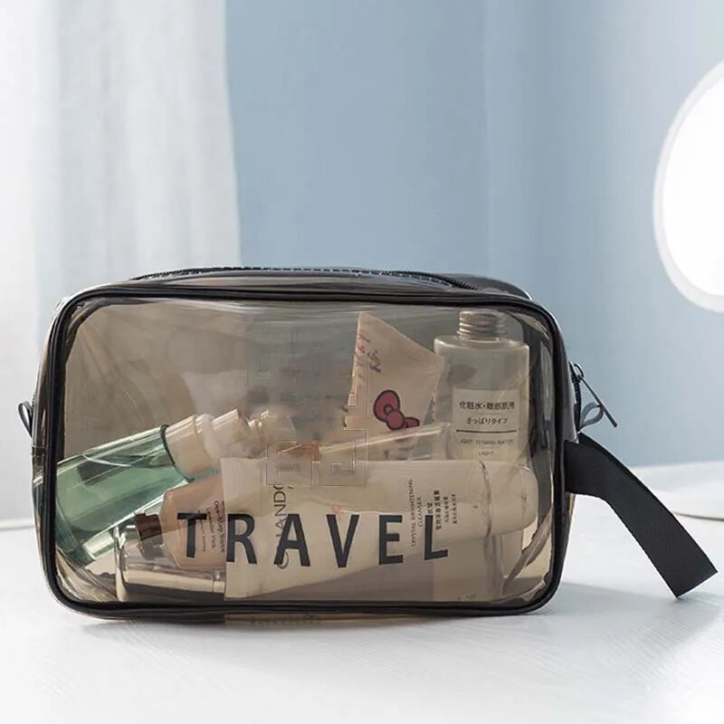 Estojo de maquiagem transparente em pvc, bolsa de higiene multiuso para viagem, organizador de cosméticos portátil, bolsa de armazenamento transparente: Default Title