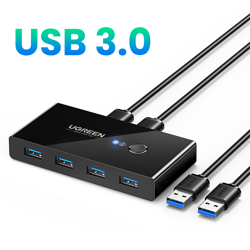 Ugreen Usb Kvm Switch Usb 3.0 2.0 Switcher Kvm Switch Voor Windows10 Pc Toetsenbord Muis Printer 2 Pcs Sharing 4 apparaten Usb Switch: Goud