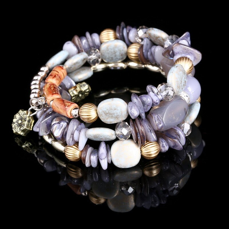 Minhin Bohemen Zomer Zoete Kralen Armband &amp; Armband Voor Vrouwen Multi Kleuren Shell Grind Decoratieve Multi Lagen Manchet Armband: SL695