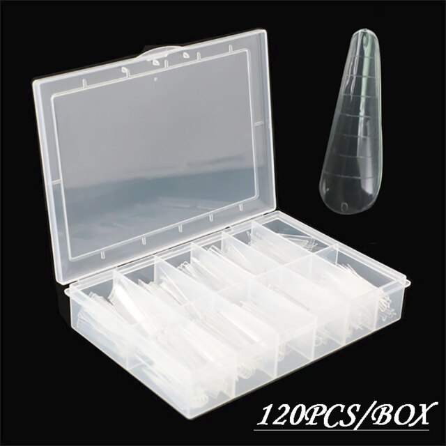 120 Stuks Quick Gebouw Nep Nagels Form Mold Uv Gel Bovenste Formulieren Voor Nagels Systeem Valse Nail Tips Gel Mold nail Uitbreiding Formulieren Tip: 120pcsboxAE