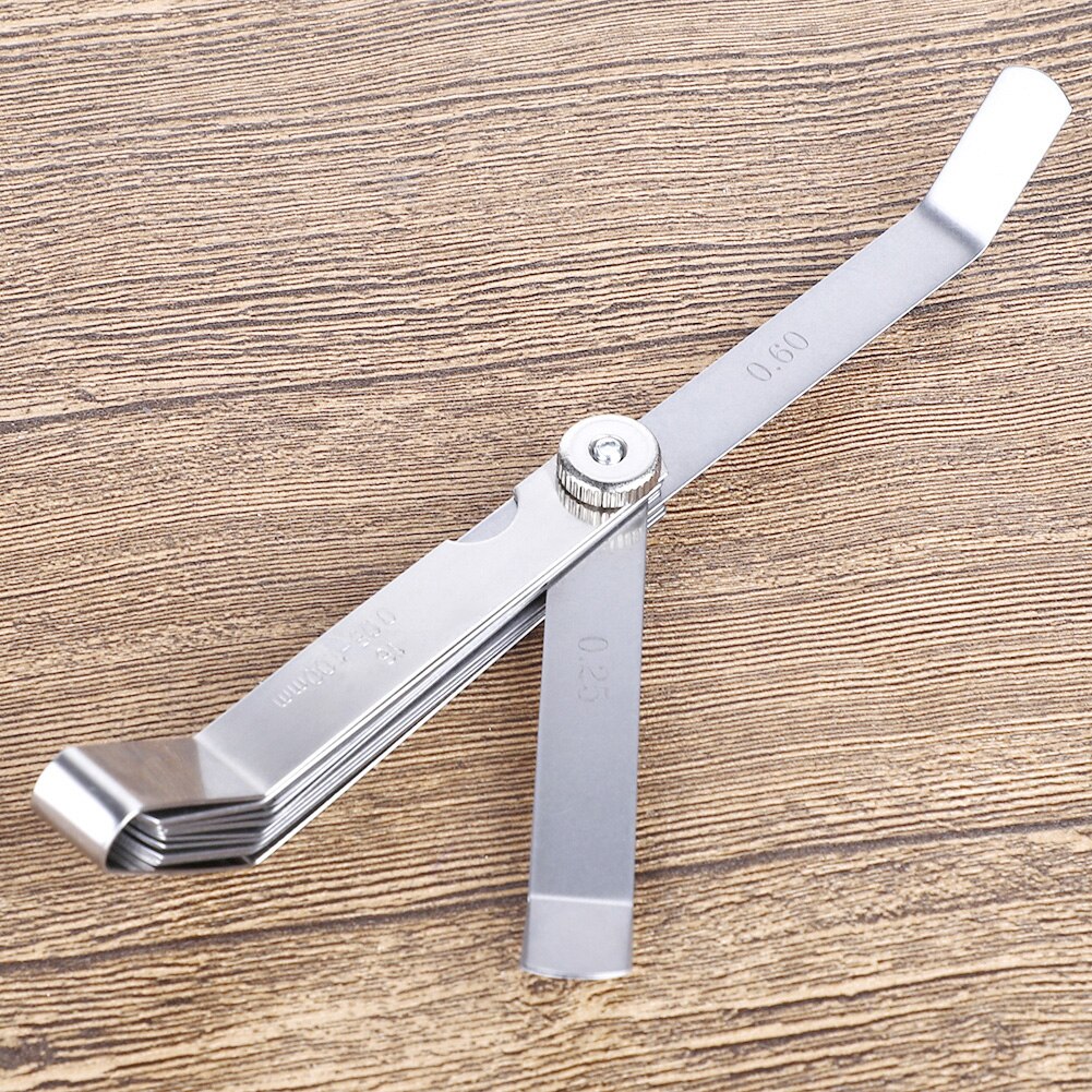 16 blade 0.05 to 1mm tykkelses mellemrum metrisk påfyldningsføler måleblade tændrørsmåleværktøj til følermåler ventil mellemlæg