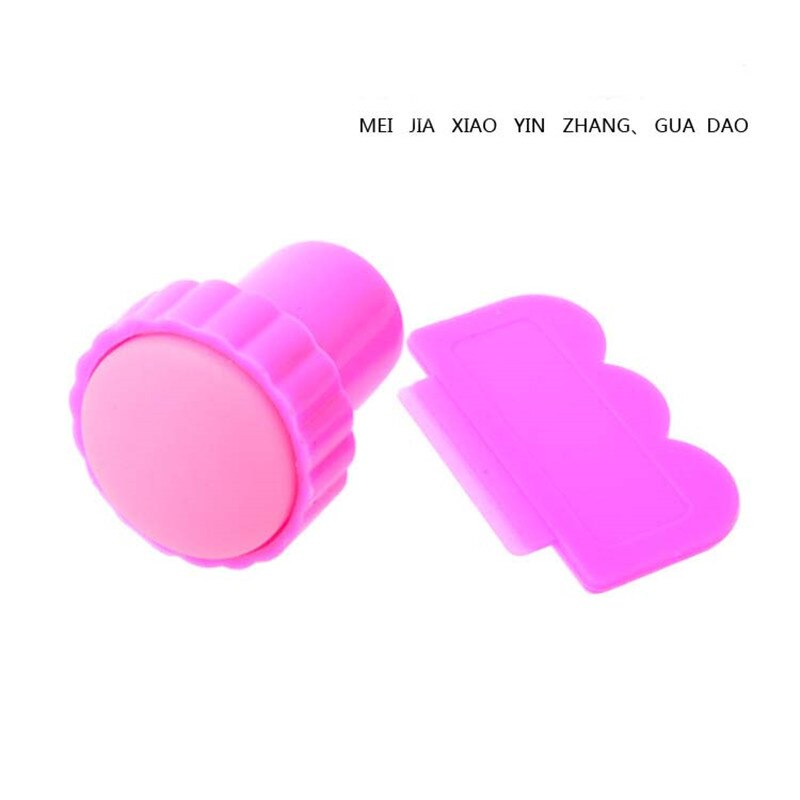 Dual-ended Silikon Nail art Stamper Mit Schaber 17 Stile Opt Gelee Stanzen Set Für Transfer Stempel Platten Bild nagel Werkzeuge