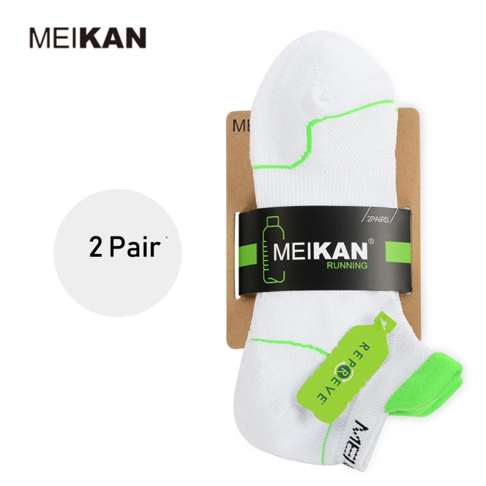 Meikan mærke 2 par profession low cut joggingsok, der transporterer sved hurtigttørre ankel sportsokker til fitness fitness tennis marathon