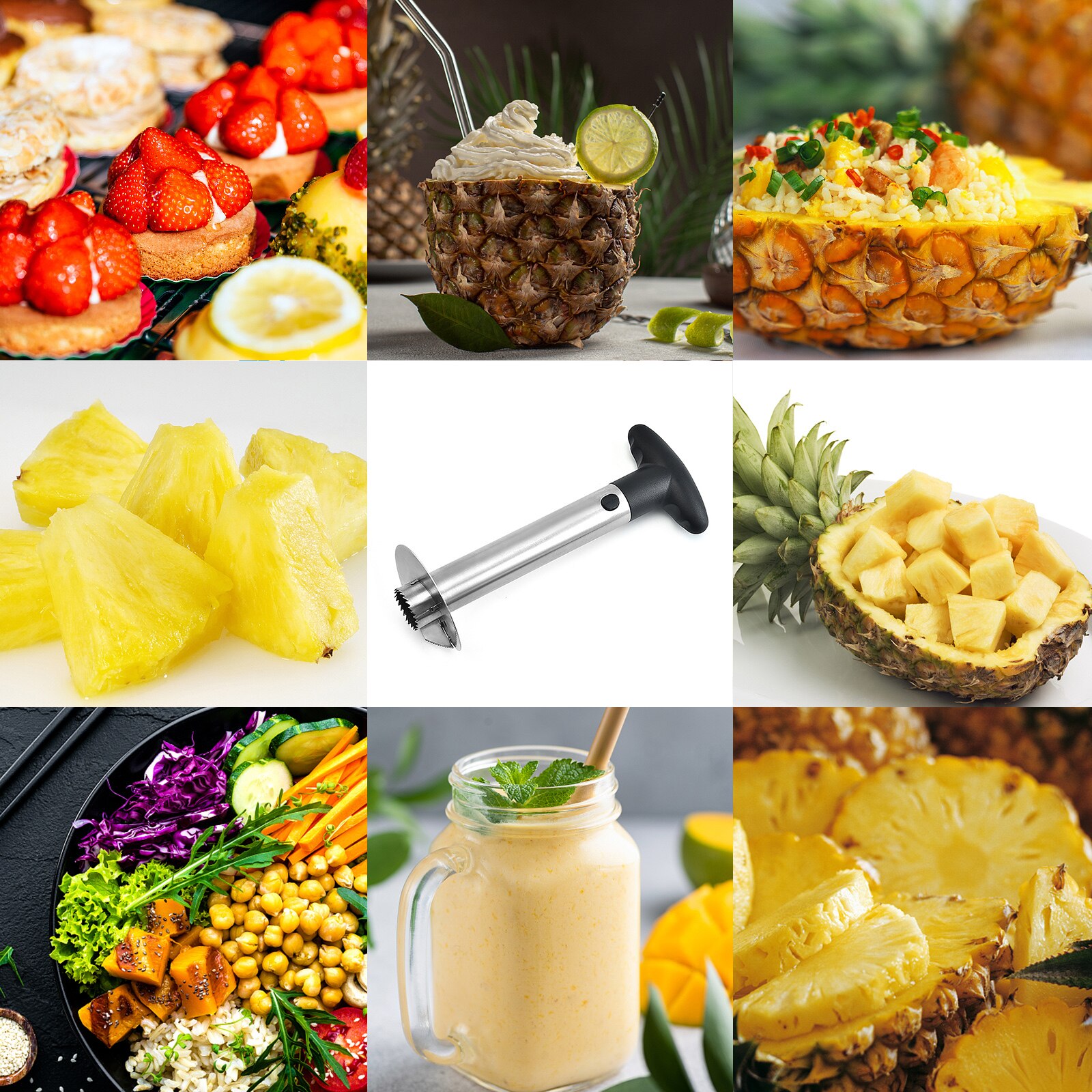 Ananas Corer En Snijmachine Rvs Cutter Peeler Voor Core Verwijdering En Snijden Multifunctionele Super Snelle Keuken Tool