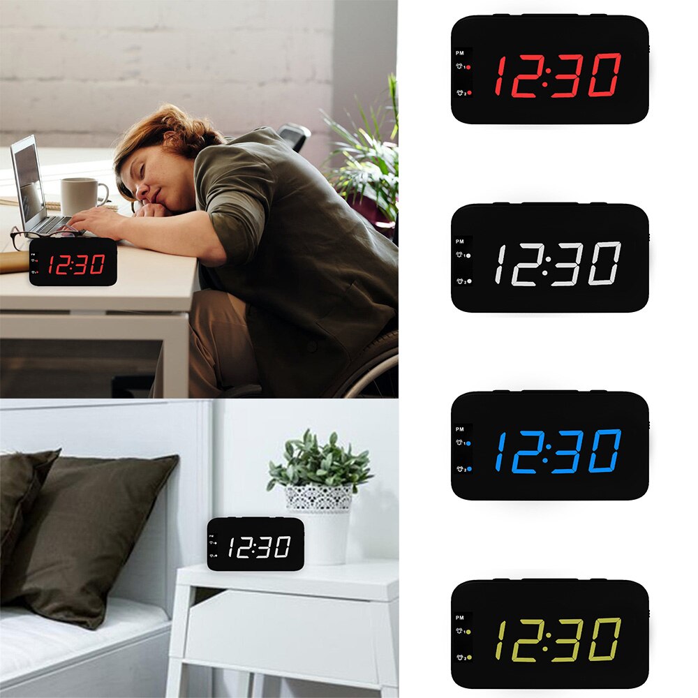 Digital alarm clock dimmable brightness alarm clock 12/24Hr snooze bedroom digital display