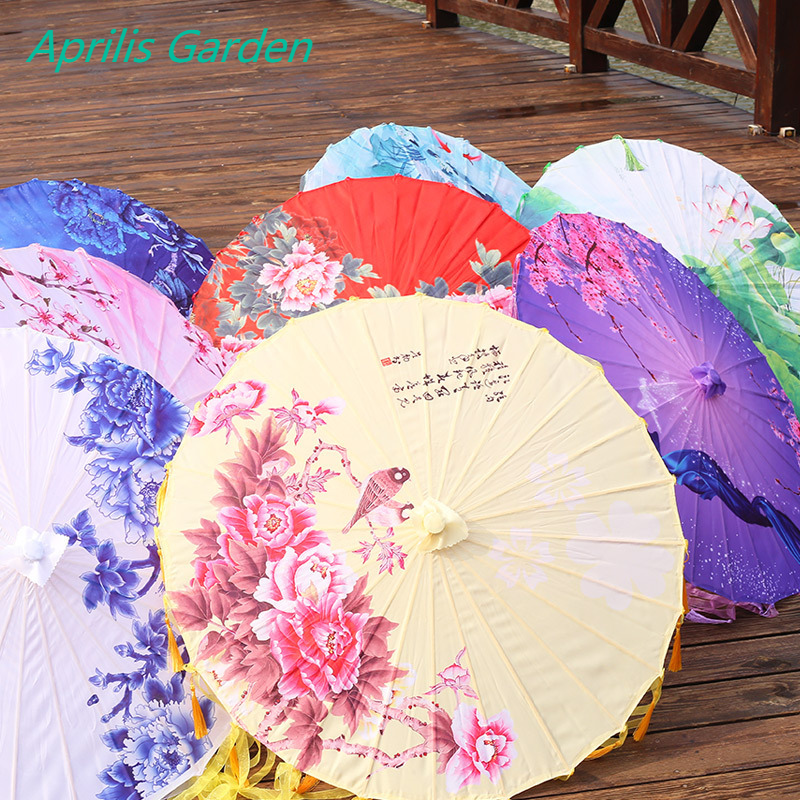 Neue erwachsene Bambus geölte Papier Regenschirm Quasten Garn Band Hanfu retro Frau Sonnenschirm Durchführung japanischen chinesischen Stil Regenschirm