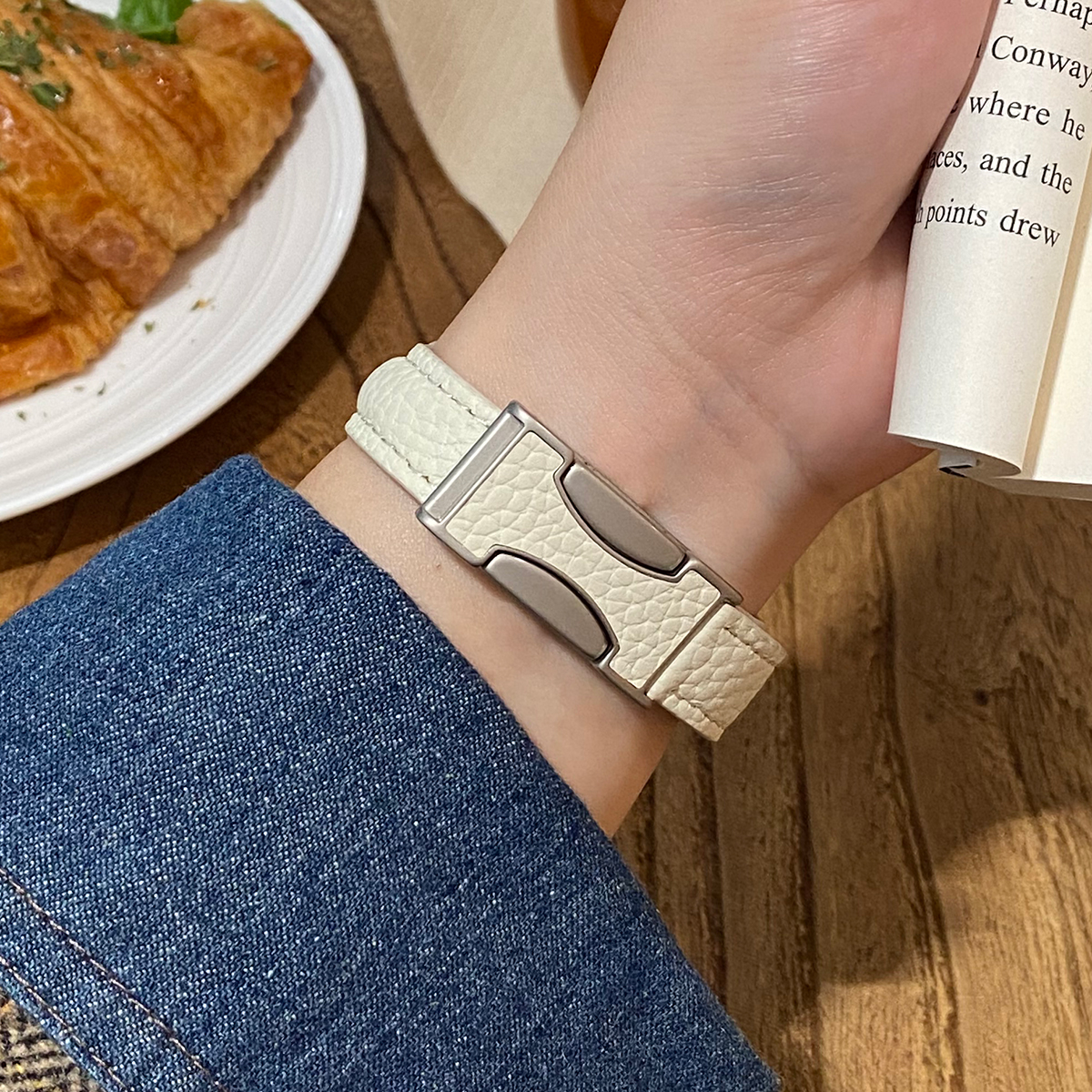 Læderrem til apple watch 10 9 8 46mm 42mm 41mm 44mm 45mm 40mm magnetisk urrem til kvinder, armbånd, iwatch 7 se 6 5 4