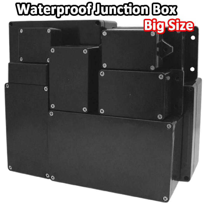 Caja de conexiones eléctricas a prueba de agua IP67, cajas de proyectos de plástico ABS negro, caja de proyectos electrónicos DIY, caja de fuentes de alimentación 290