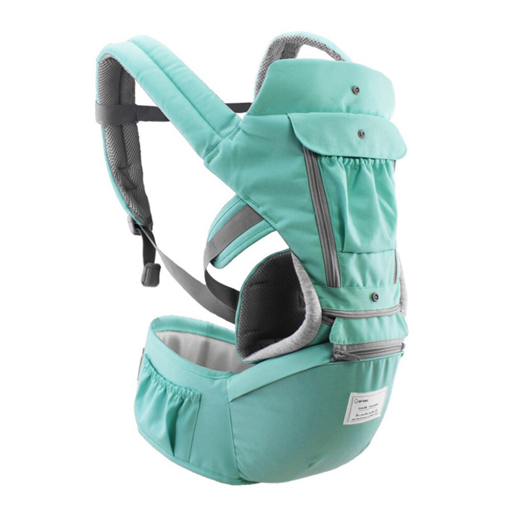 Portabebés con asiento de cadera, desmontable, correa ajustable, bolsillos laterales, portabebés de seguridad, taburete de cintura: Verde