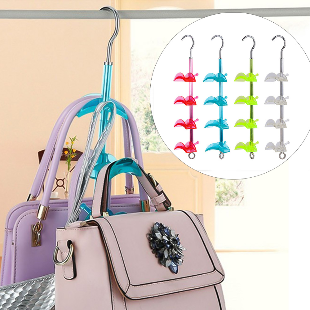 Handbag Clothes Hanger Shelf Organizer Bag Storage 4 Hooks Wardrobe Holder Hanging Rack