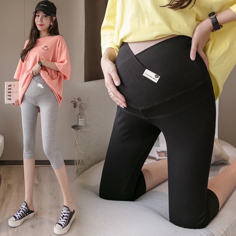 Trending Summer Thin Modal Maternity Short - Legging Elastic Waist Belly Capris Pants - Clothes for Pregnant Women (2Z7)(7Z2)(1U4)