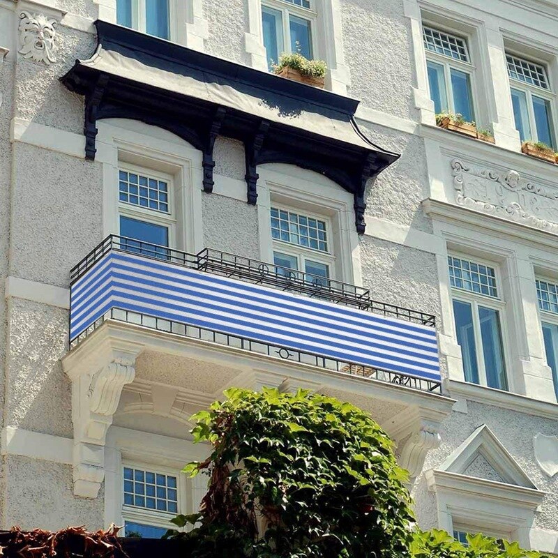 Balcony Privacy Sn Wind Breaker Garden Sn for UV, Sun & Wind Protection PE Outdoor Sn Blue/White 90X500cm