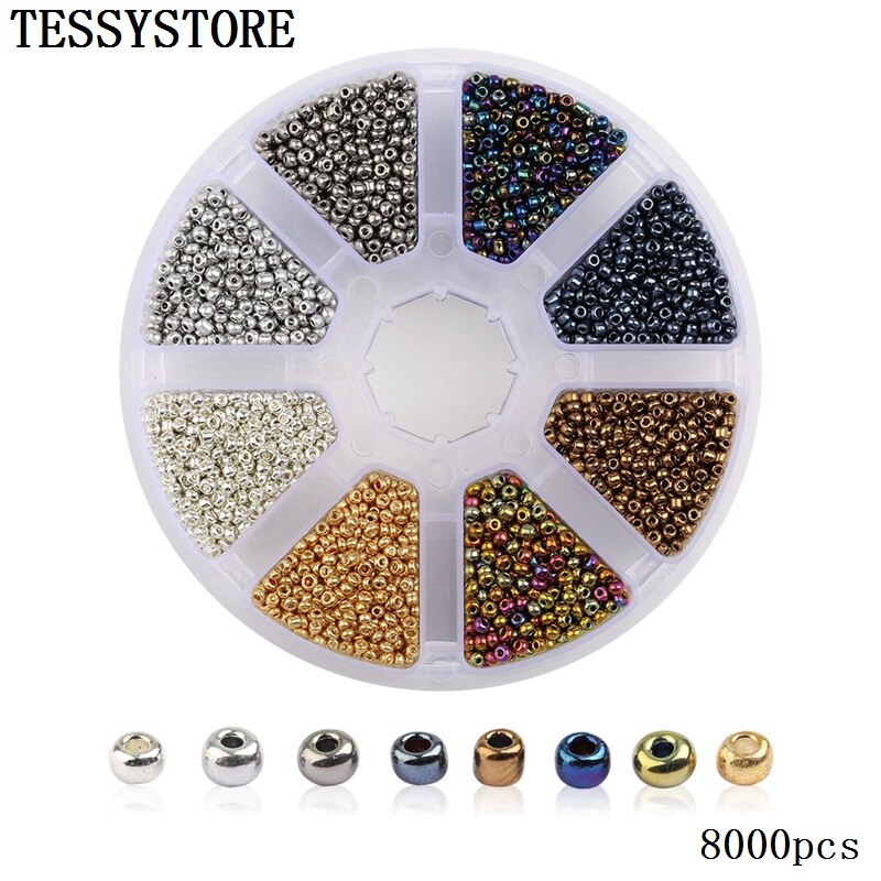 TESSYSTORE coffret 2mm perles de rocaille en verre breloque tchèque cristal entretoise perles de verre pour la fabrication de bijoux anneaux bricolage accessoires faits à la main: A377