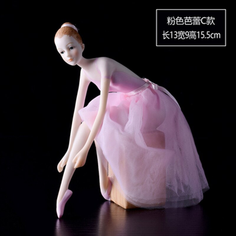 Figura de resina de estilo moderno para decoración del hogar, figura de Ballet, Ángel, chica bailando, para escritorio: Pink C