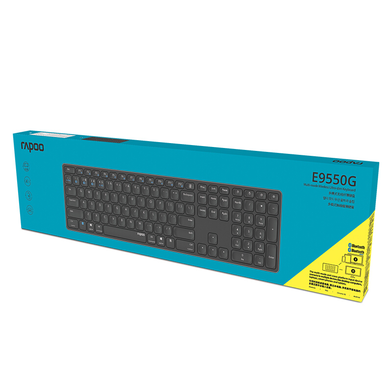 RAPOO-teclado inalámbrico E9550G, Original, USB, 2,4G,Bluetooth 5,0, 3,0, Mini ultrafino, para oficina, 110 teclas, para MAC OS, windows