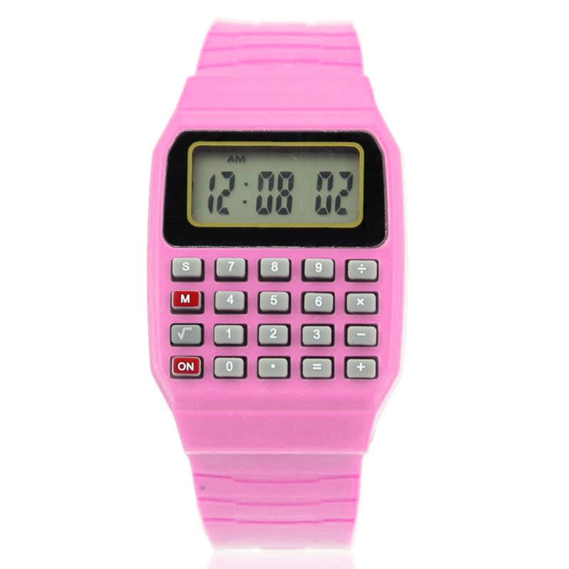 Fad-Reloj de pulsera con calculadora electrónica para niños, pulsera con fecha de silicona, multiusos, R9JB