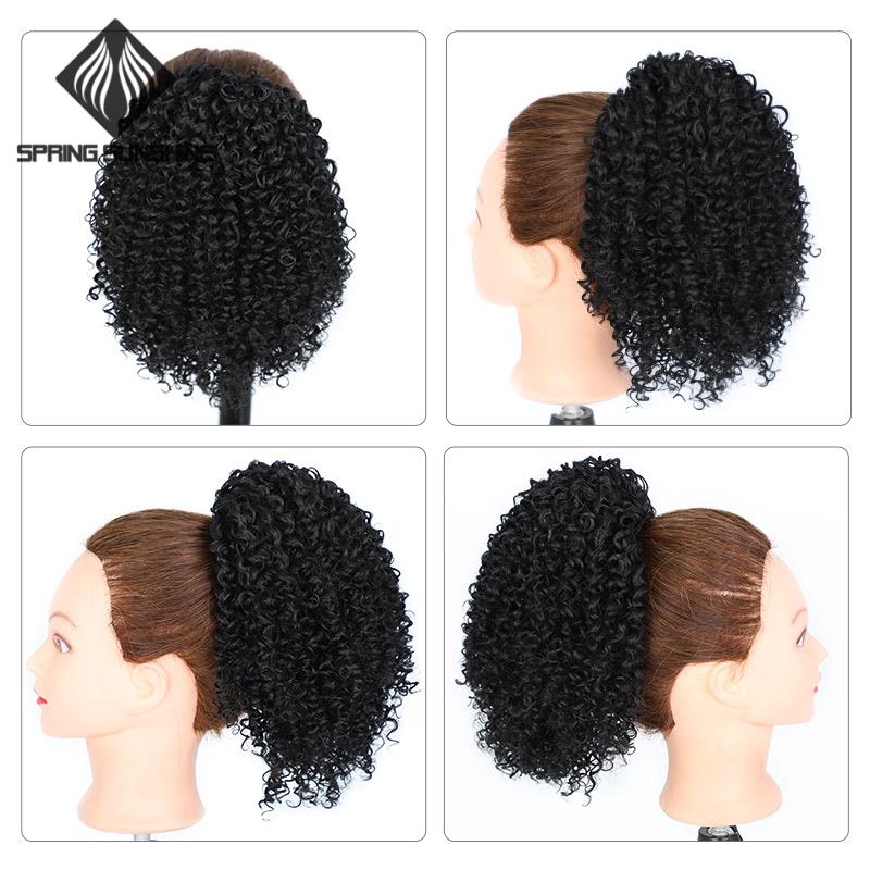 Jerry Curl Drawstring Puff Ponytail Afro Kinky Curly Hair Extension Synthetic Clip in African American Hair Extension 1PC/Pack