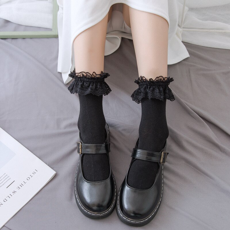 1 Pair Lolita Style Japanese Maiden Lovely Woman Lace Short Socks Summer Sweet Ruffle Cotton Princess Socks