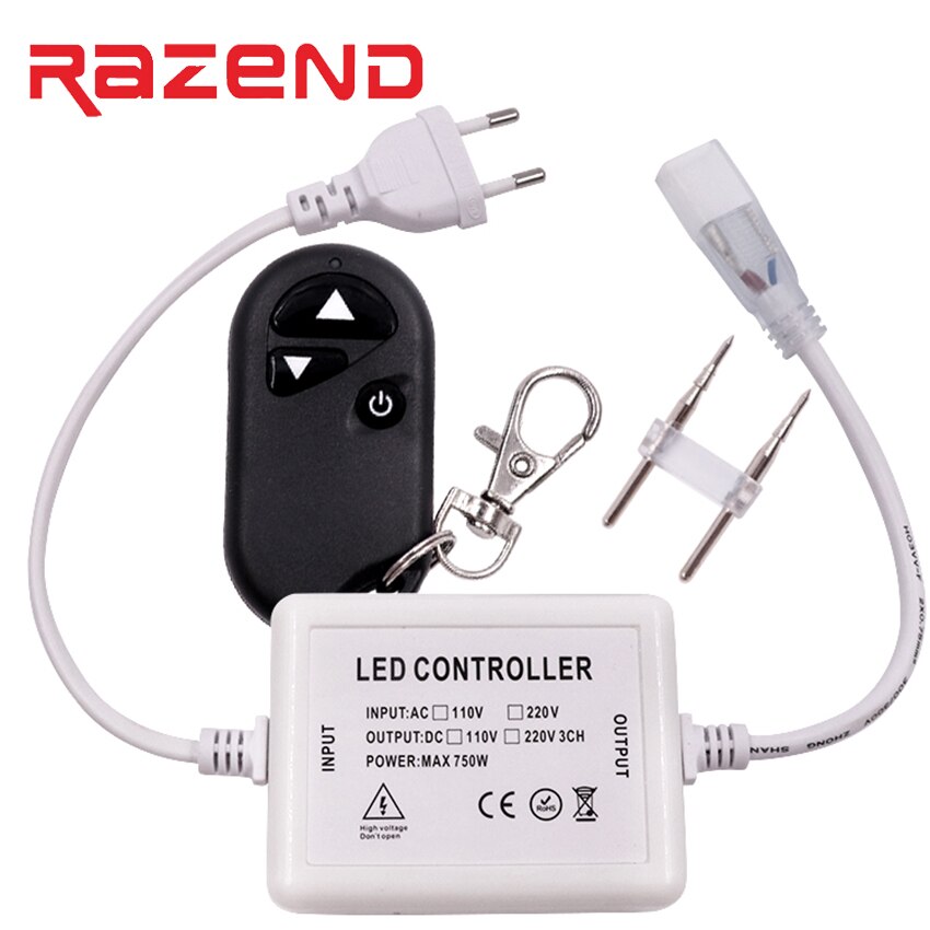 110V 220V RF Led dimmer 3key controlador remoto inalámbrico 750W 6mm/8mm/10mm conector EU plug/US plug,