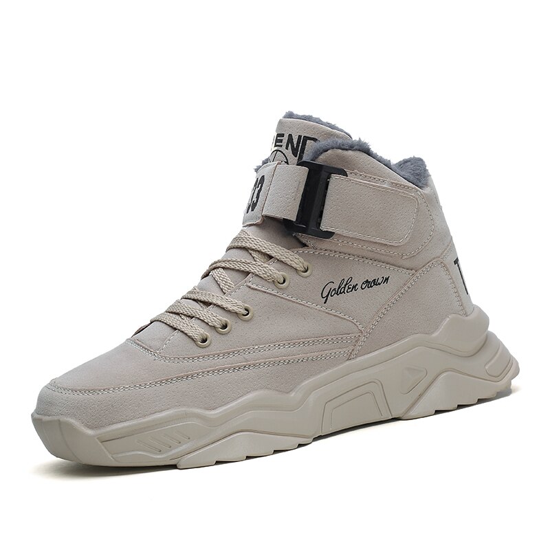 Sapatos masculinos inverno tênis com pele quente sapatos de neve plataforma de alta qualidade dos homens casual moda confortável sapatos zapatos de hombre: Bege / 7