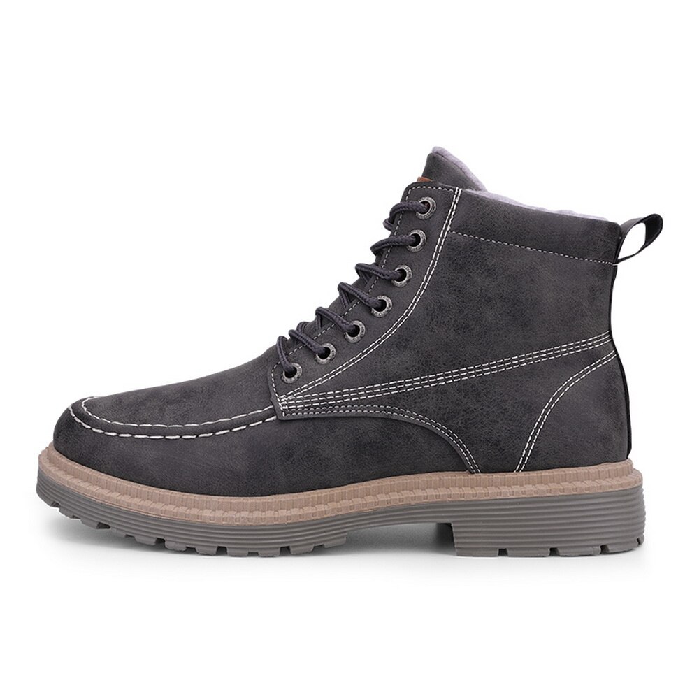 Platform Schoenen Voor Mannen Winter Schoenen Outdoor Enkellaarsjes Man Sneeuw Boot Met Korte Pluche Keep Warm Schoeisel Kant-Up Schoenen Jongen: gray / 39