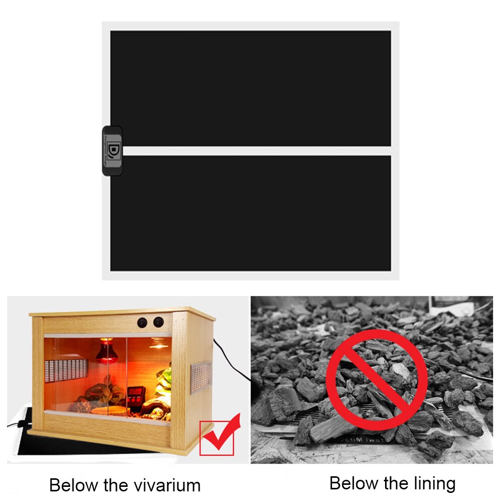 14w 220v justerbar temperatur krybdyr padde terrarium kæledyr opvarmning pad varmere måtteseng eu stik 28 x 28cm/11.02 x 11.02 tommer