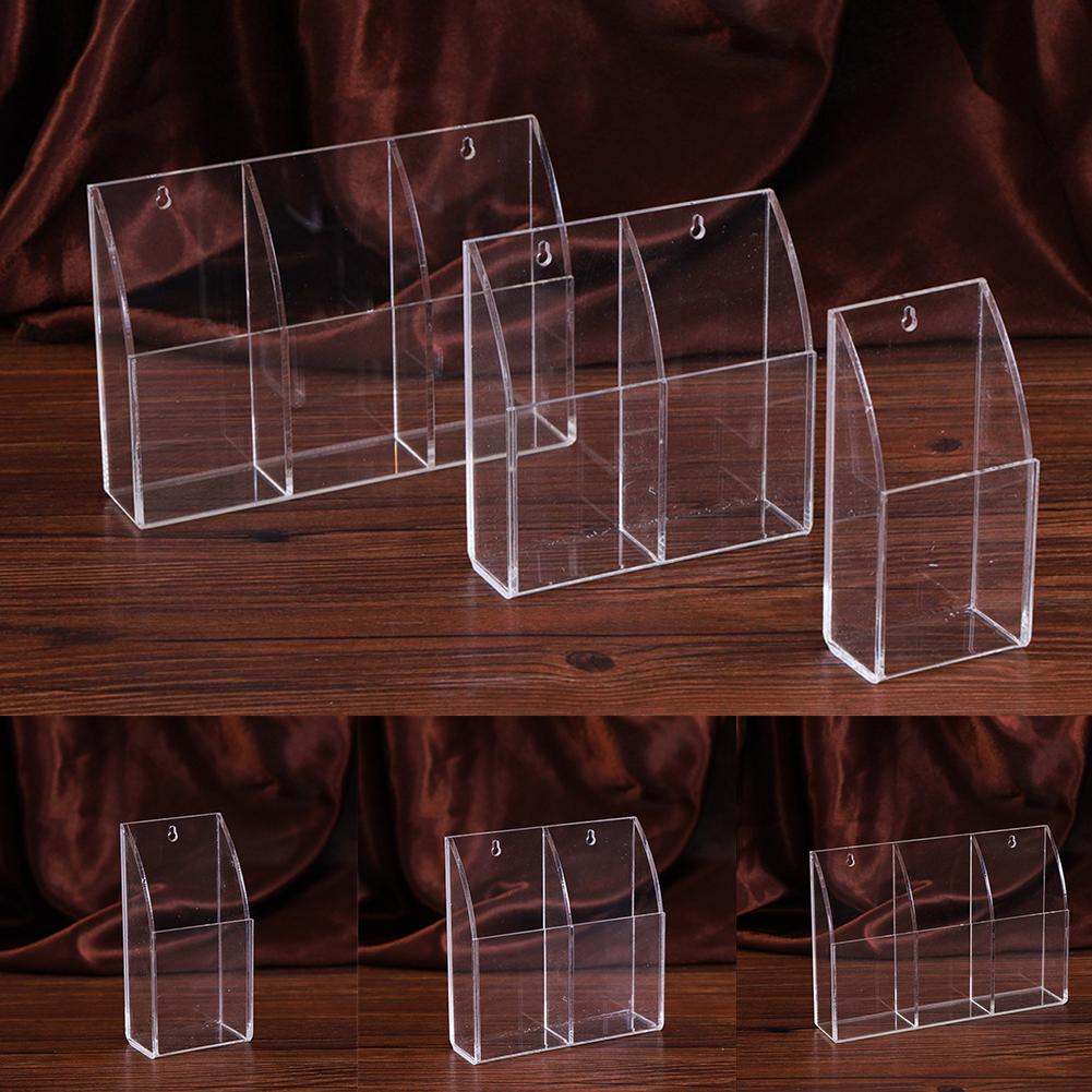 3- gitter gennemsigtig akryl fjernbetjening opbevaringsboks hotel hængende vægbeslag rack makeup børste papirvarer medie arrangør