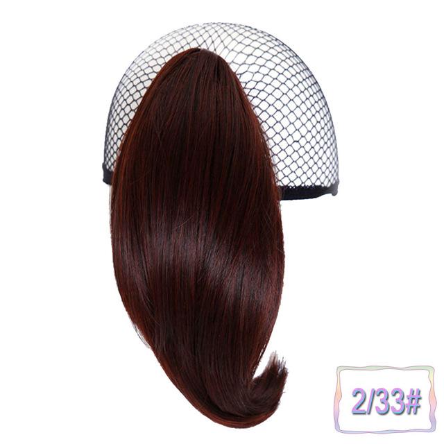 Coleta recta corta para mujer, cola de caballo sintética de alta temperatura, cola de pelo con cola de caballo negra y marrón: T4/27/30