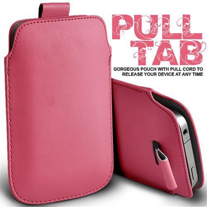 Voor Iphone 4 4S 4G Case Universal Pull Tab Pu Leather Sleeve Pouch Tassen Telefoon Gevallen Voor IPhone4 fundas Tas Voor IPhone4S Coque: Roze