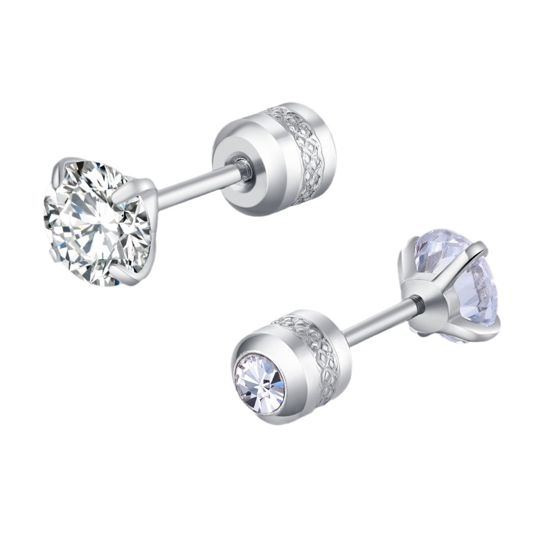 2pcs 20G Hypoallergenic Titanium Steel Stud Earrings for Men Women, Zircon Screw Back Earring Cartilage Tragus Ear Piercing