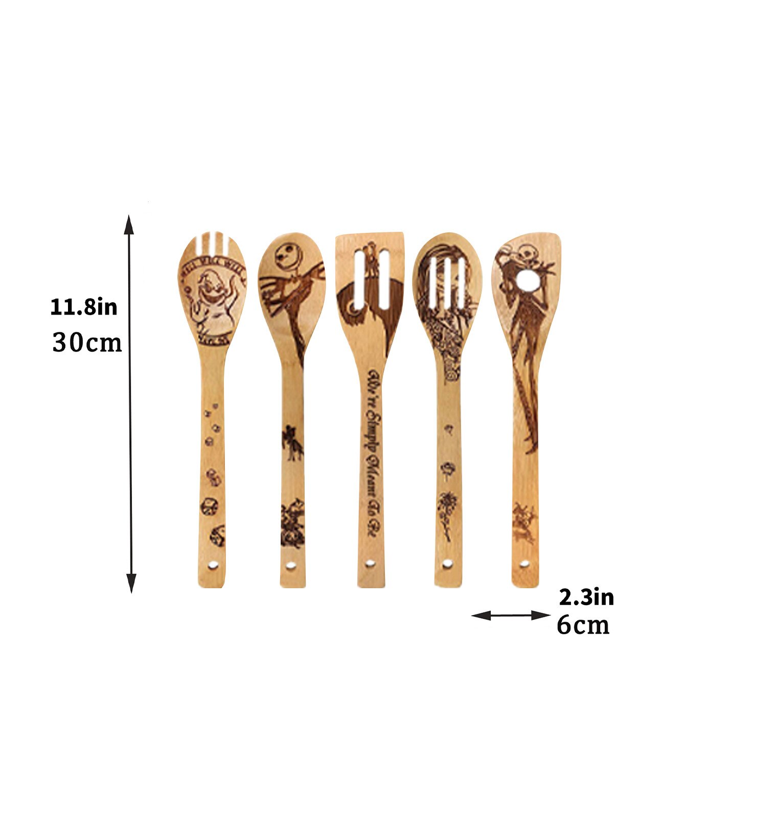 Spoon Bamboo Kitchen Cooking Utensil Tool Soup Teaspoon Catering For Kicthen Spoon 5pcs 3D Relief Pattern Carving With Wooden