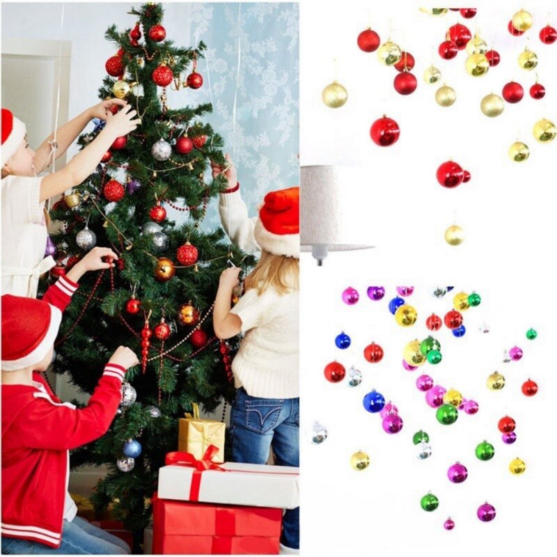 12 stks/partij Kerstballen Chic Ronde Kerstballen Ornament Nieuwjaar Kerstboom Decoraties multi-color