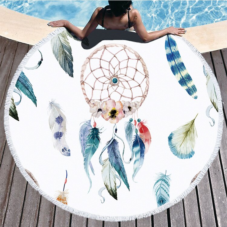 Runde Saugfähig Schnell trocknend Strand Handtuch Schnell Trocknendes Strandtuch Sommer Flamingo Frische Muster Bad Handtuch: ST-00035