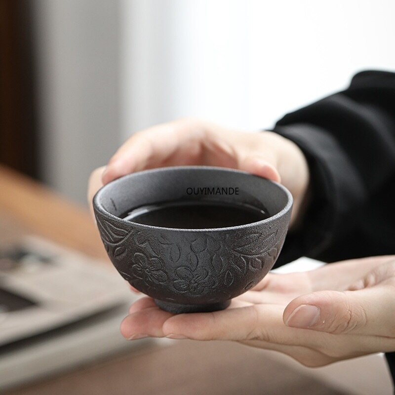 100ml Chinese Retro Style Black Pottery Tea Cup Coffee Cup Mug Chinese Ceramic Tea Set Porcelain