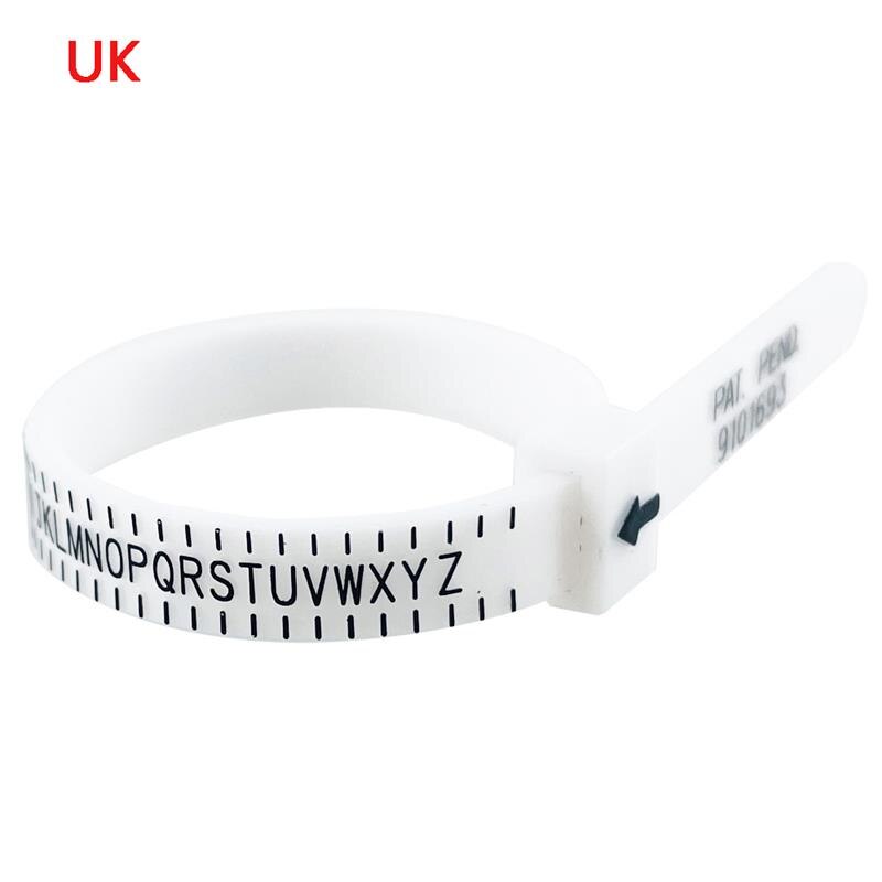 Ring sizer mått uk/us/jp/eu fingermått mätare män och kvinnors storlekar az smycken verktyg utrustning mjuka ring mätverktyg: White-uk
