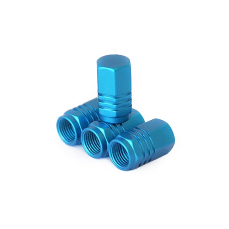 4 Stuks Auto Velg Ventieldopjes Duurzaam Aluminium Stofkap Wiel Band Band Vervanging Auto Producten Auto Accessoires gereedschap: Blauw