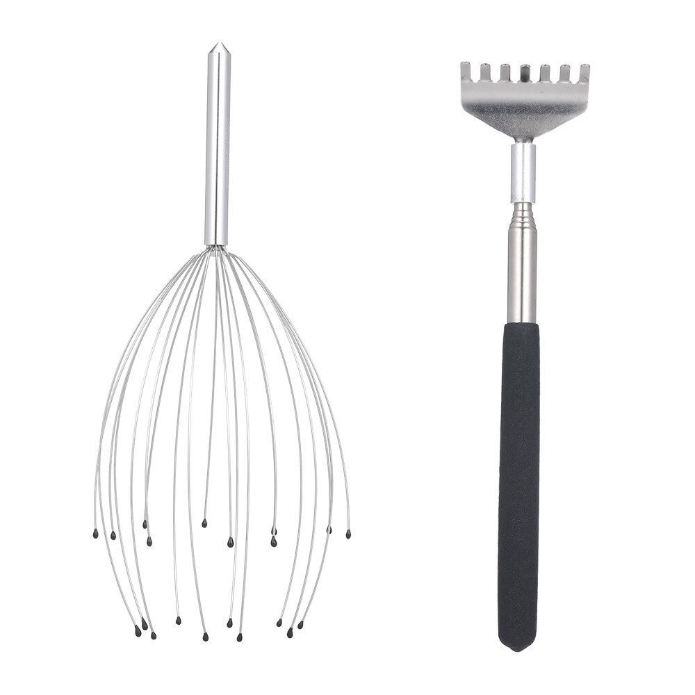 Hårbotten massager huvud massage verktyg teleskopisk rygg scratcher huvud massager scratch för avslappning hårbotten stimulering stressavlastning