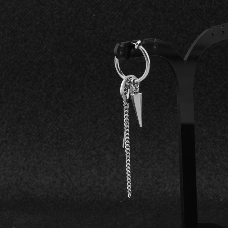 Boucles d'oreilles en acier inoxydable pour hommes/femmes, pendentif étoile lune, pompon Long, unisexe, bijoux Kpop Suga JIMIN, 1 pièce: MARRON