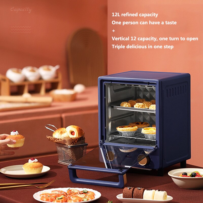 Household vertical 12L electric oven mini multi-function electric oven baking bread small breakfast machine