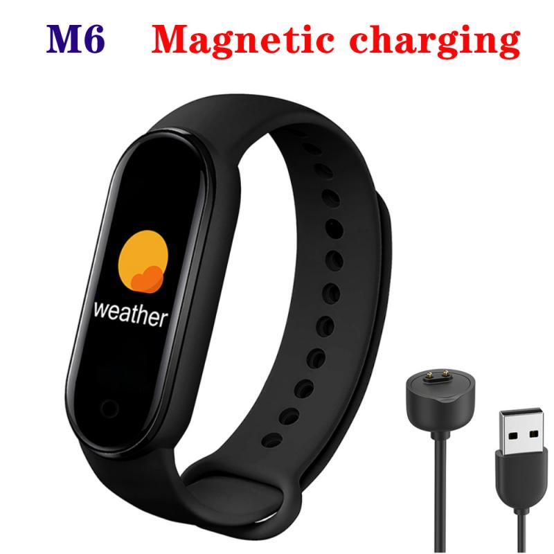 M6 smart sport band bluetooth skridttæller fitness tracker armbånd puls blodtryk smart ur til huawei xiaomi iphone: A01- sorte  m6