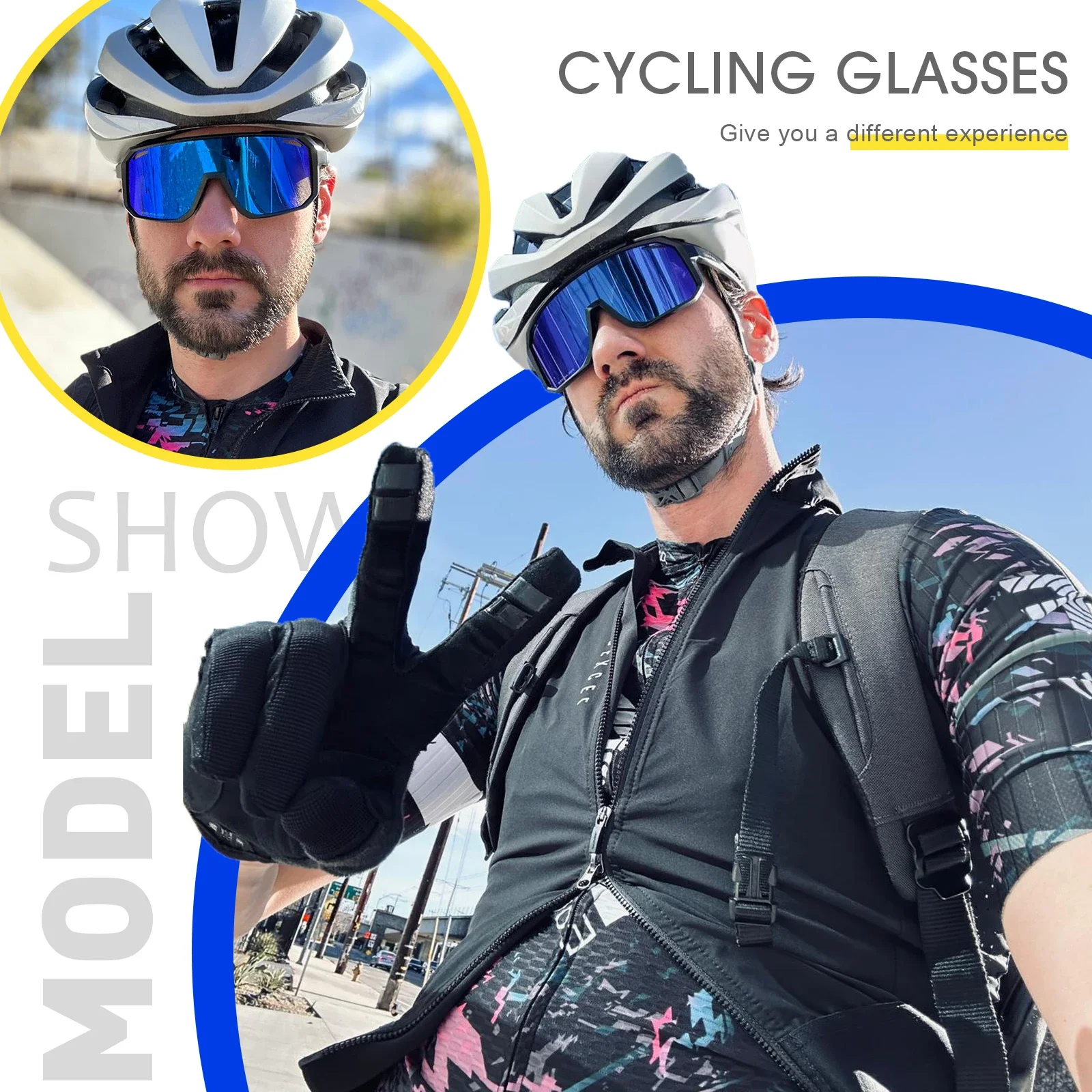 SCVCN Fahrradbrille, Fahrrad, Mountainbike, Wandern, Camping, Golf, UV400, Sonnenbrille, Sportschutzbrille für Männer und Frauen, Baseball